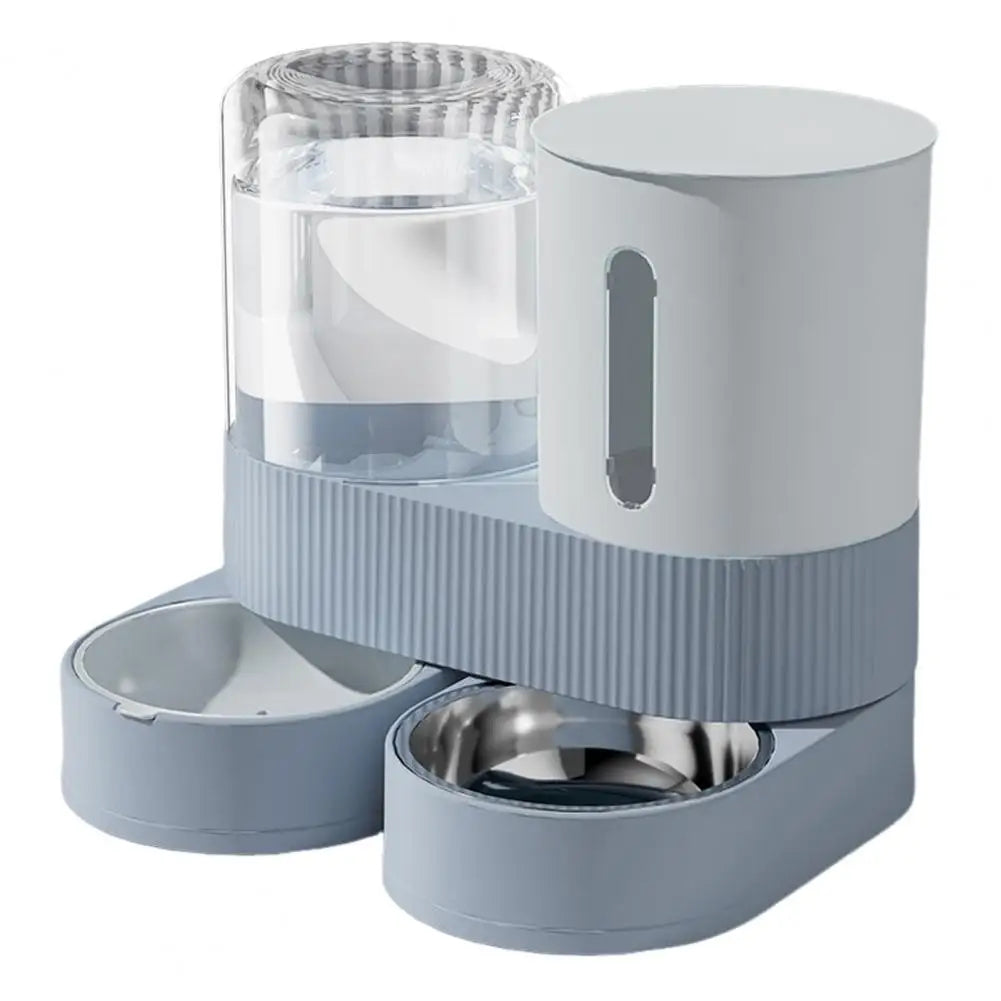 Distributeur automatique gravité 2-en-1 pour chat et chien – Croquettes + eau, bol acier inoxydable