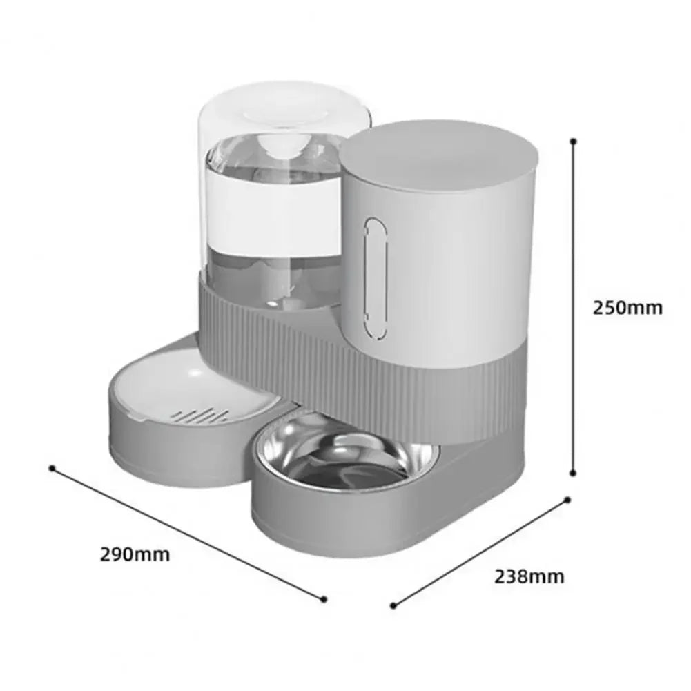 Distributeur automatique gravité 2-en-1 pour chat et chien – Croquettes + eau, bol acier inoxydable