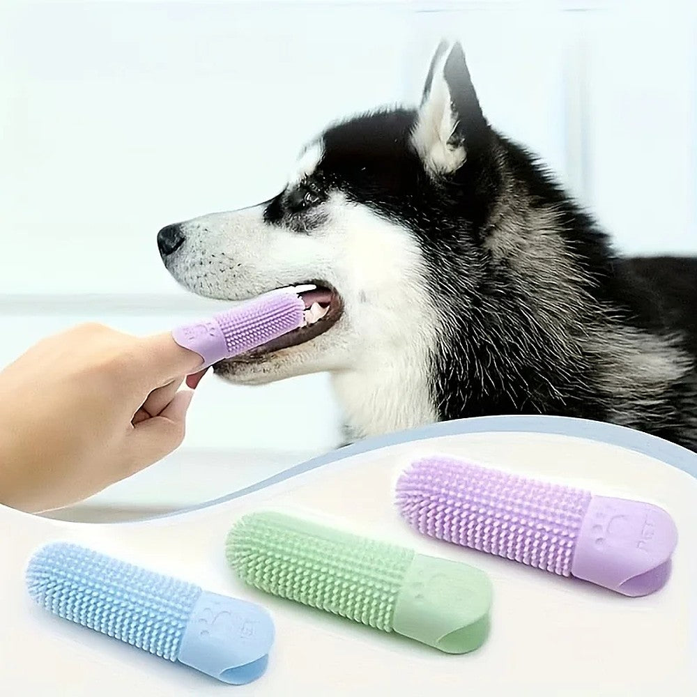 Brossette à dents à doigt en silicone – Chien et chat