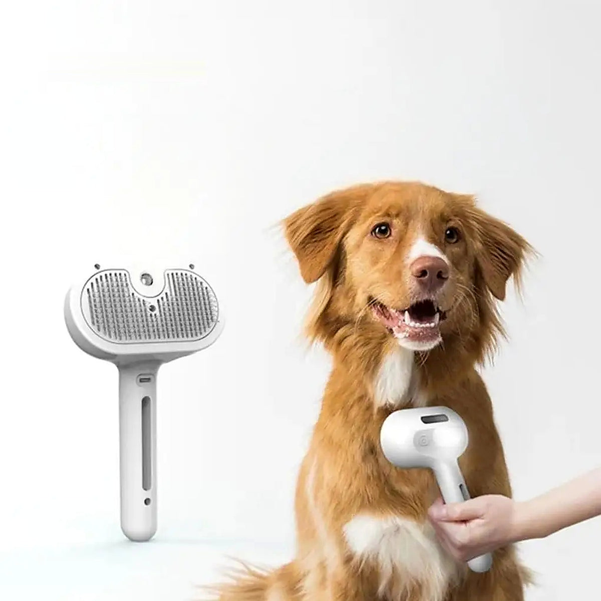 Brosse vapeur 3-en-1 pour chien et chat – Auto-nettoyante & rechargeable