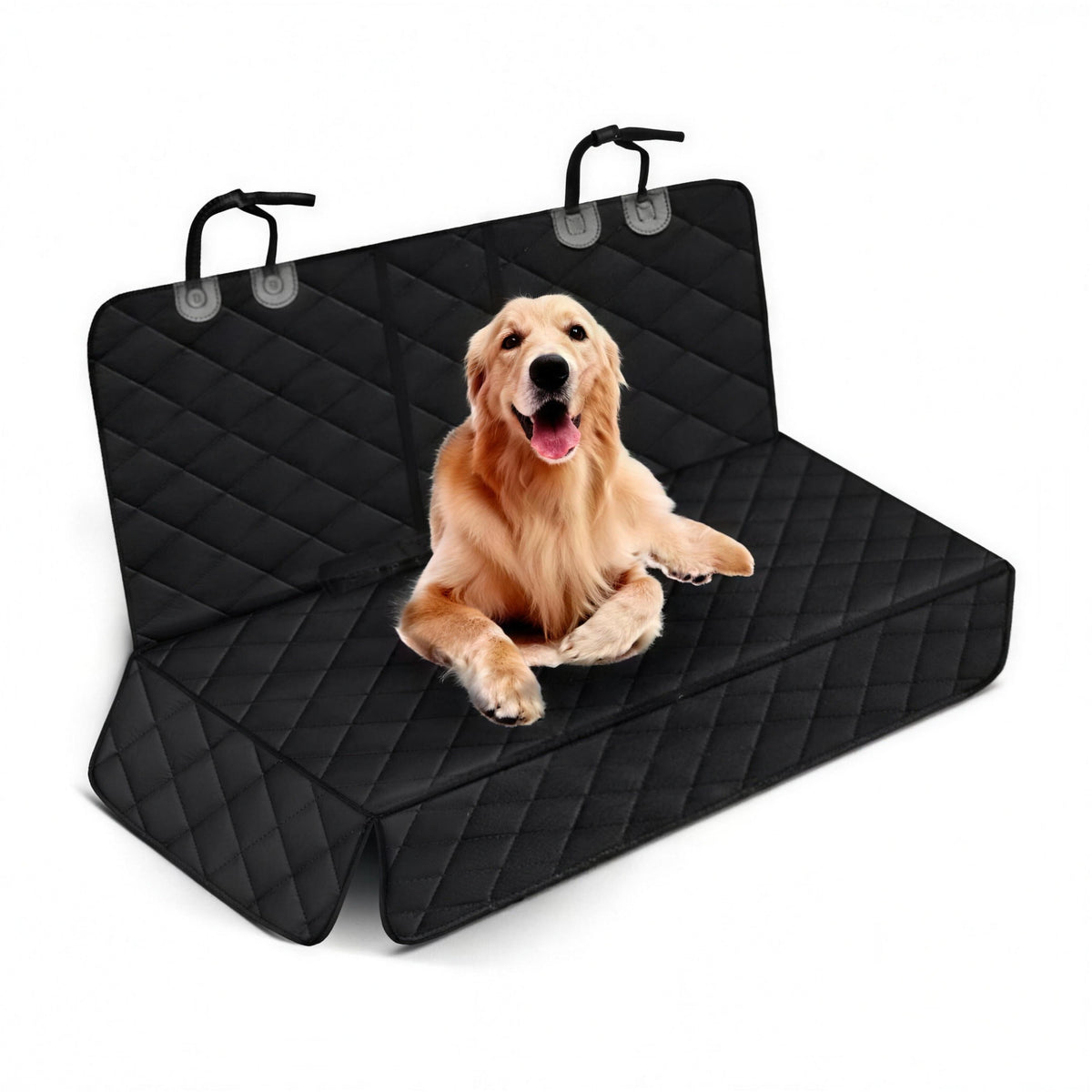 Dog back seat cover – Quilted, water-repellent, with side flaps