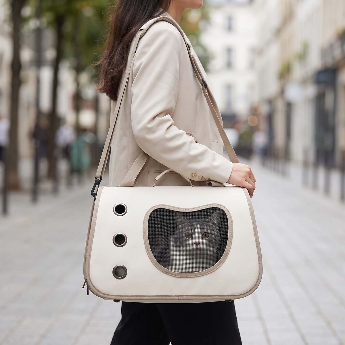 Sac de transport pliable pour chat et petit chien – Cabine respirante à hublot & bandoulière