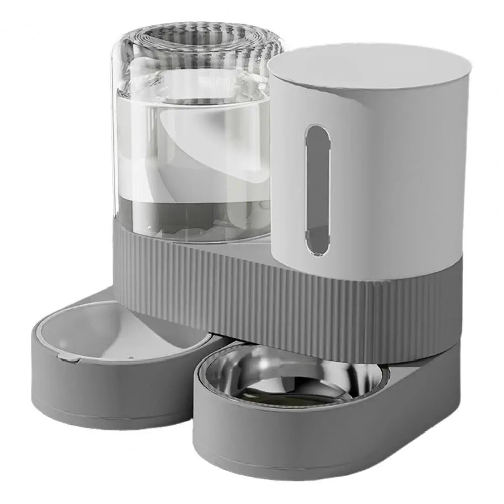 Distributeur automatique gravité 2-en-1 pour chat et chien – Croquettes + eau, bol acier inoxydable