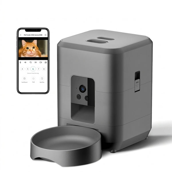 Mangeoire automatique connectée noire avec caméra et application