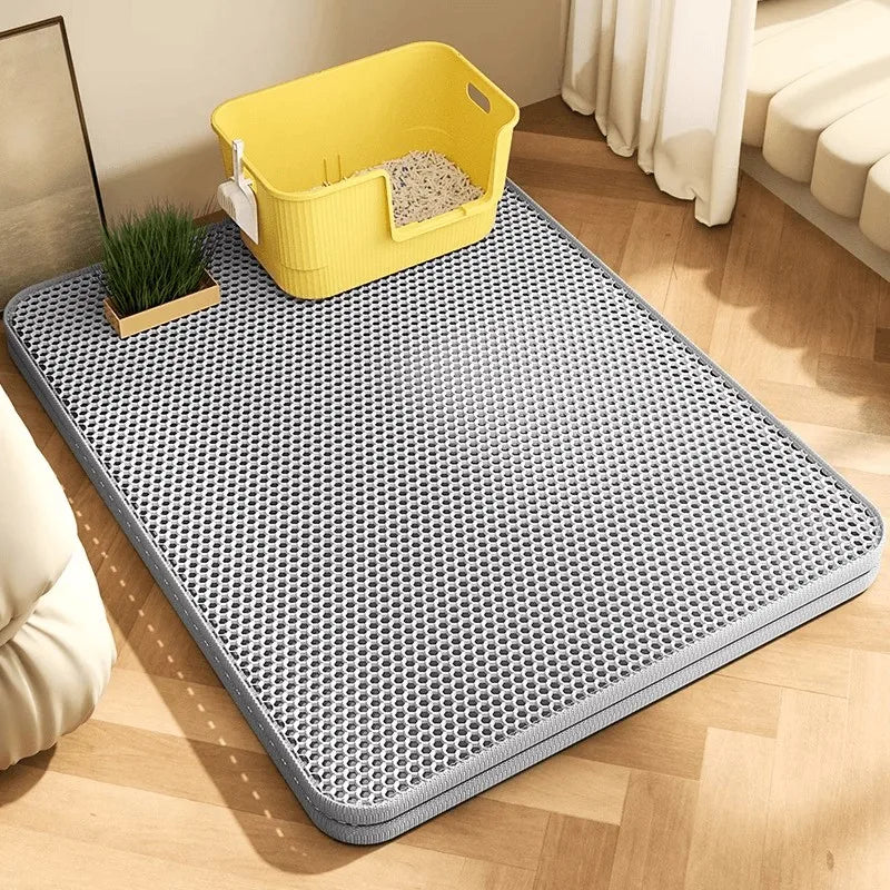 Tapis attrape-litière double couche pour chat – Anti-projection