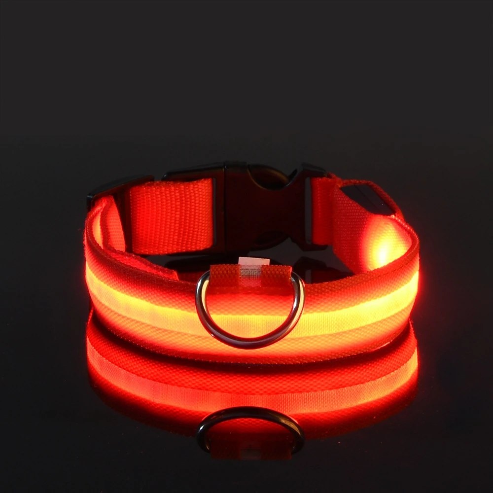 Collier LED lumineux pour chien et chat – Sécurité nocturne, 3 modes clignotants
