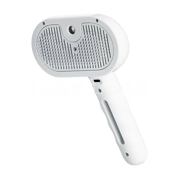 Brosse vapeur 3-en-1 blanche vue de trois quarts, port de charge USB-C