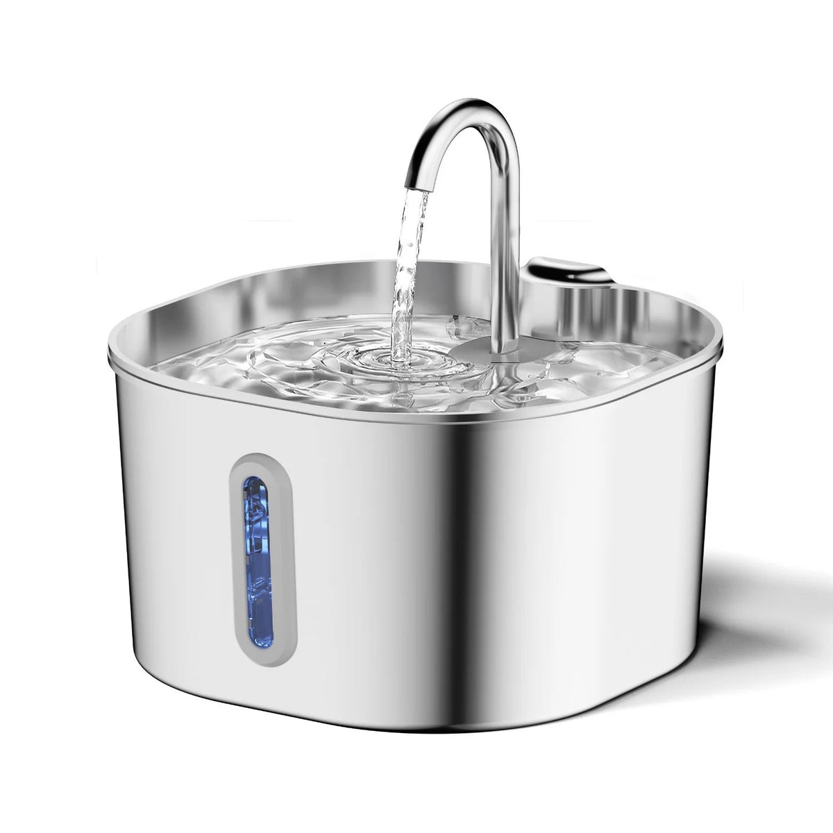 Fontaine à eau inox pour chat 2,2 L – Bec robinet, silencieuse