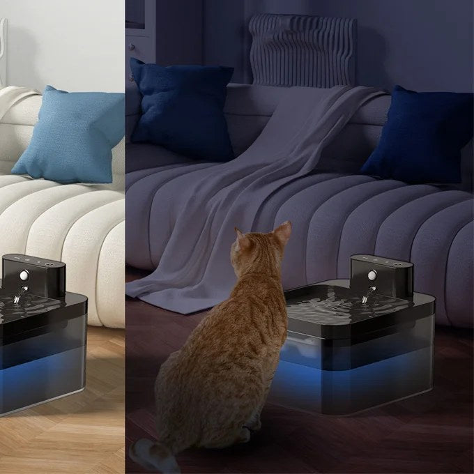 Fontaine à eau sans fil pour chat 2,2 L – Batterie et détecteur de mouvement