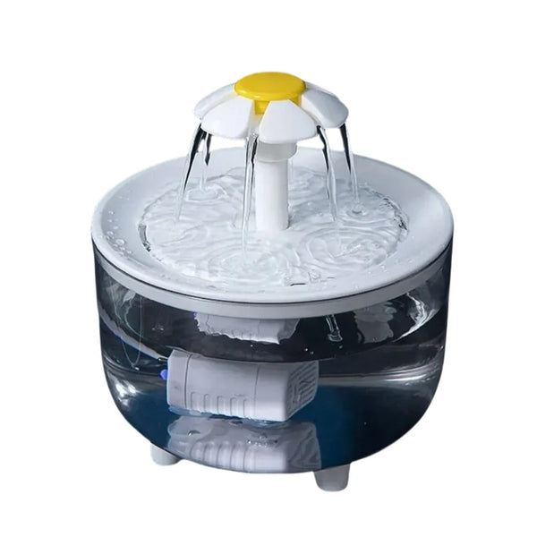 Fontaine à eau fleur pour chat 1,2 L – Silencieuse, 3 jets