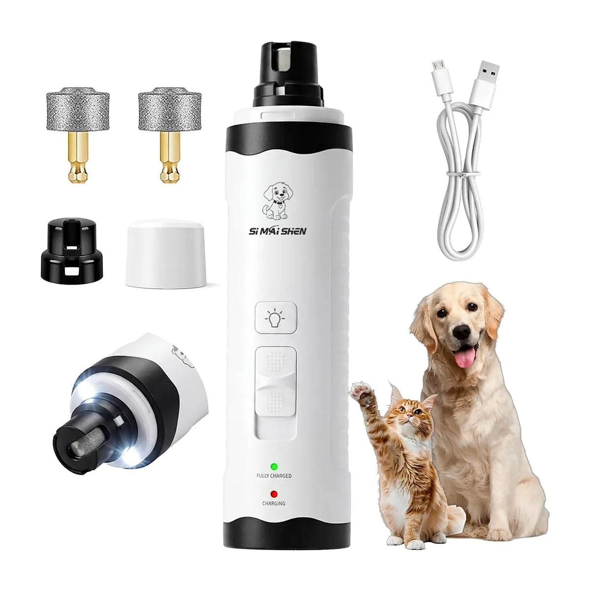 Lime à griffes électrique pour chien et chat – Meuleuse silencieuse à double LED