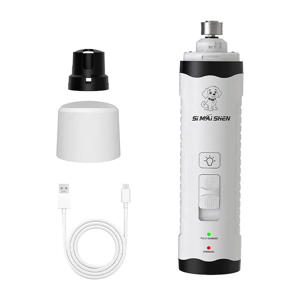 Lime à griffes électrique avec ses deux capuchons et son câble USB