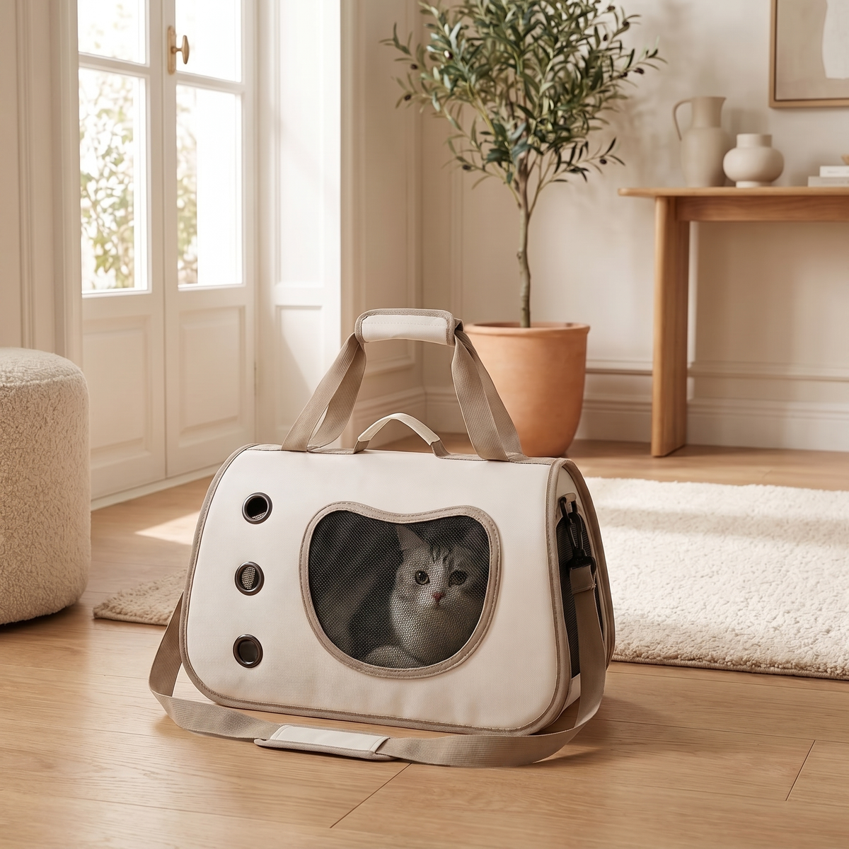 Sac de transport pliable pour chat et petit chien – Cabine respirante à hublot & bandoulière