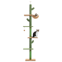 Arbre à chat cactus du sol au plafond — 5 niveaux, hamac & griffoirs sisal