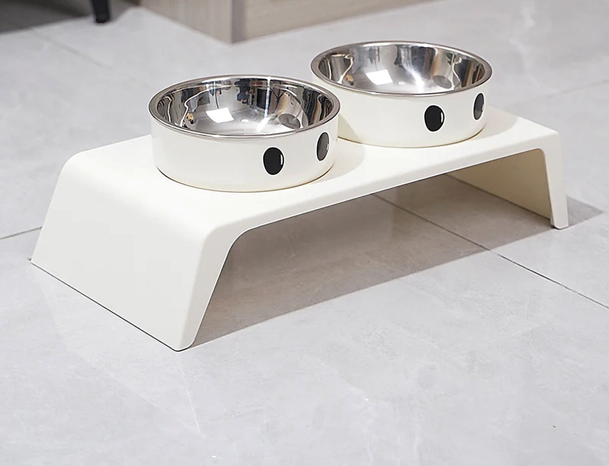 Gamelles doubles surélevées – Bols inox amovibles, socle 8,5 cm