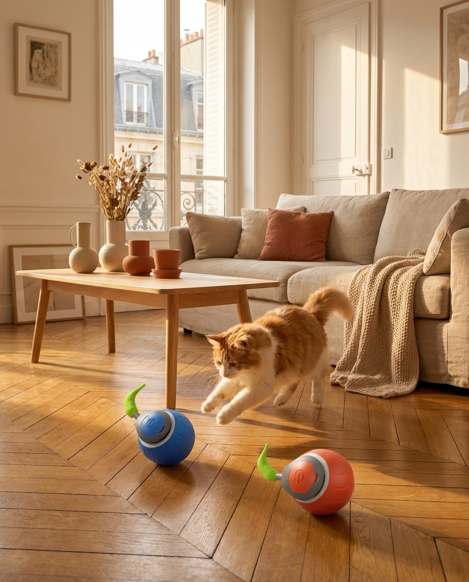 Jouet interactif électronique pour chat – Balle robotisée rechargeable