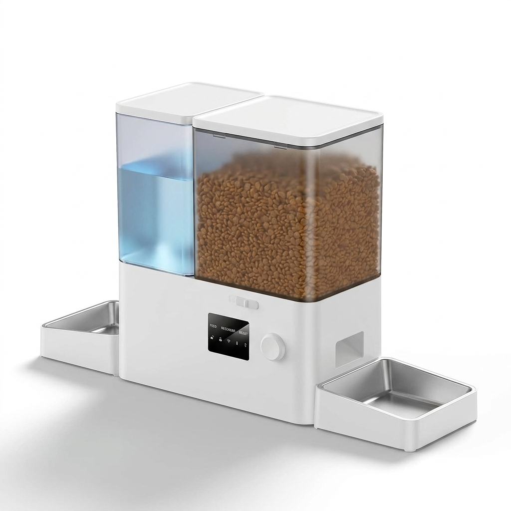 Distributeur automatique 2-en-1 connecté pour chat et chien – Croquettes + fontaine à eau WiFi, 8,5 L