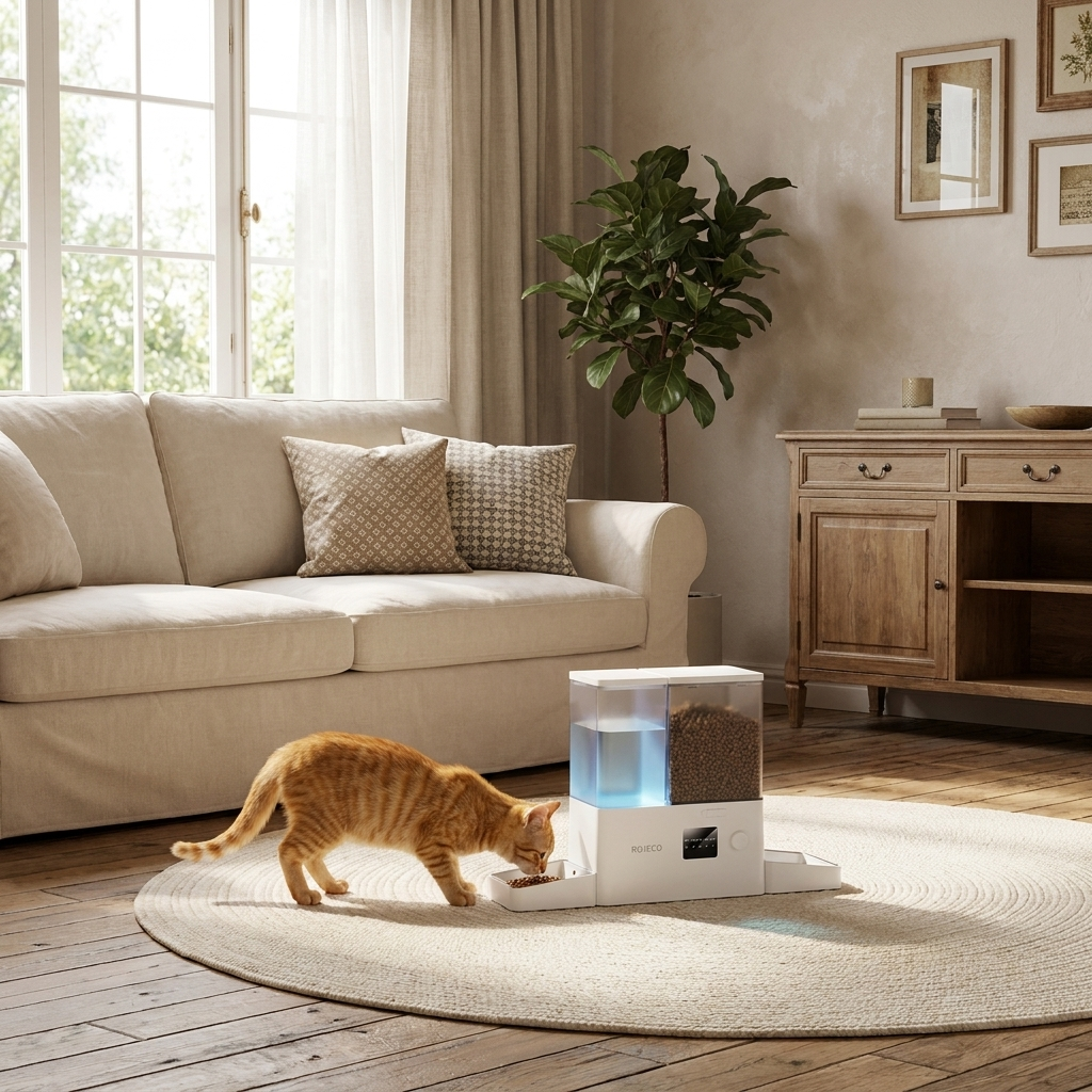 Distributeur automatique 2-en-1 connecté pour chat et chien – Croquettes + fontaine à eau WiFi, 8,5 L